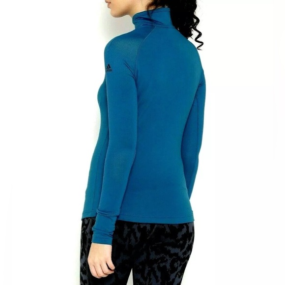 Adidas Womens Long Sleeve Techfit 1/2 Zip Tomb Hole Climawarm Blue Fitted Top S - Picture 6 of 15